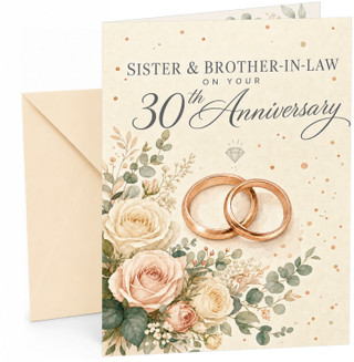Sister & Brother-in-Law 30th Anniversary Card Rose Gold Rings