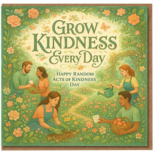 Grow Kindness Every Day Greeting Card - Happy Random Acts of Kindness Day, Garden Illustration, Encouragement/Thinking of You Card