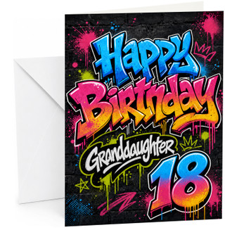 Granddaughter 18th Birthday Card Graffiti Street Art Splatter