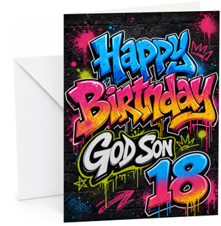 God Son 18th Birthday Card Graffiti Paint Splatter Typography