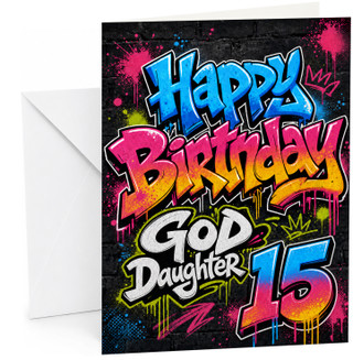 God Daughter 15th Birthday Card Graffiti Street Art Paint