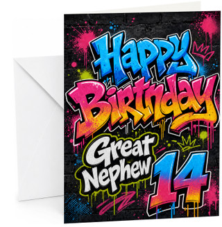 Great Nephew 14th Birthday Card Graffiti Street Art Splash