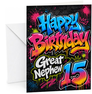 Great Nephew 15th Birthday Card Graffiti Street Art Splats