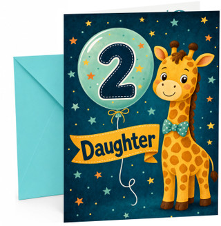 Daughter 2nd Birthday Card Cute Giraffe and Number 2 Balloon