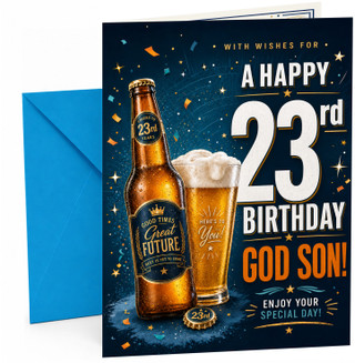 God Son 23rd Birthday Card Beer Bottle and Pint Confetti