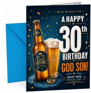 God Son 30th Birthday Card Beer Bottle & Pint Confetti