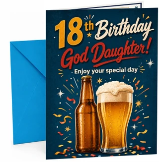 God Daughter 18th Birthday Card Beer Bottle and Pint Confetti