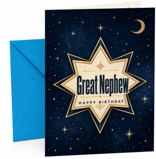 Great Nephew Birthday Card Starburst Night Sky and Moon