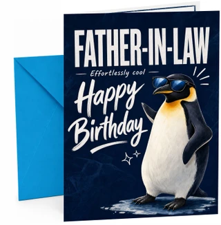 Father-in-Law Birthday Card Cool Penguin in Sunglasses
