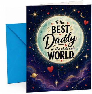 Daddy Birthday Card Moon and Stars Night Sky Message