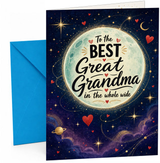 Great Grandma Birthday Card Moon and Stars Night Sky Hearts