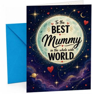 Mummy Birthday Card Moon and Stars Night Sky Best Mummy