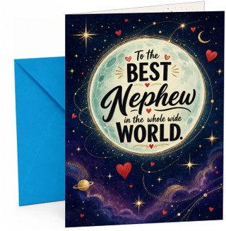 Nephew Birthday Card Moon and Stars Night Sky Best Nephew