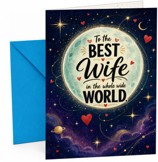 Wife Birthday Card Moon and Stars Night Sky Best Wife