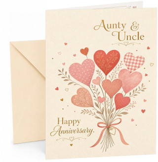 Aunty & Uncle Anniversary Card Heart Bouquet Illustration