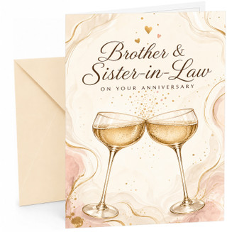 Brother & Sister-in-Law Anniversary Card Champagne Glasses
