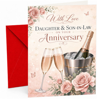 Daughter & Son-in-Law Anniversary Card Champagne & Roses