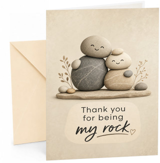 Thank You Card 'My Rock' Cute Pebble Stone Couple