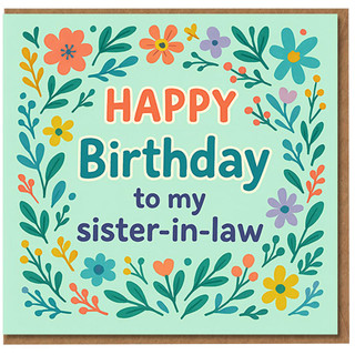 Sister-in-Law Birthday Card - Floral Border Pastel Design - Happy Birthday to My Sister-in-Law