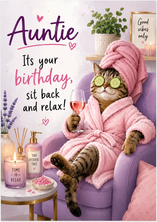 Auntie Birthday Card - Pampered Spa Retreat - main