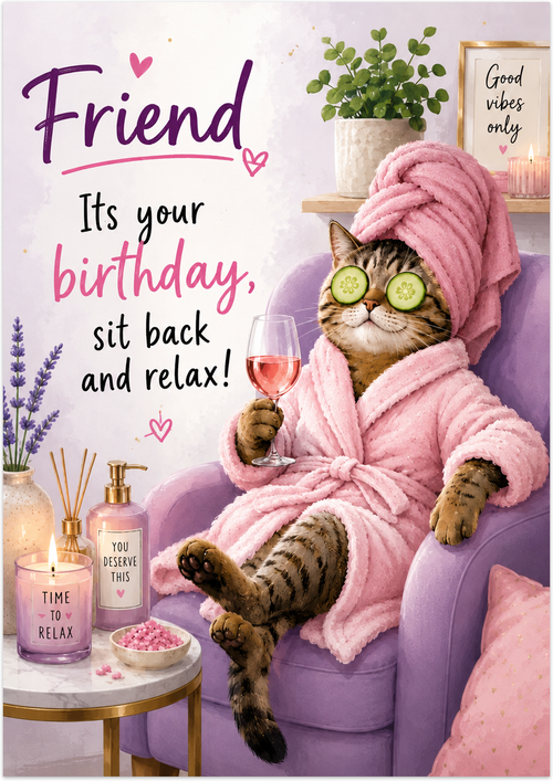 Friend Birthday Card - Pampered Spa Retreat - main