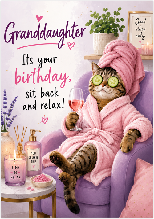 Granddaughter Birthday Card - Pampered Spa Retreat - main