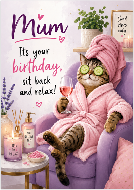 Mum Birthday Card - Pampered Spa Retreat - main