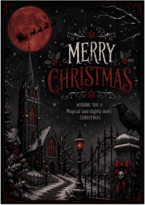 Gothic Christmas Beneath the Crimson Moon Card - main