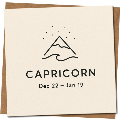 Capricorn Zodiac Birthday Card - Minimal Mountain Constellation Design, Dec 22 - Jan 19, 145mm x 145mm, Includes Kraft Envelope