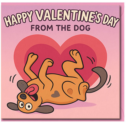 Funny Valentine's Day Card From the Dog - Cute Cartoon Dog Heart Design - For Partner, Boyfriend, Girlfriend, Husband or Wife - Mum or Dad - Humorous Love Card