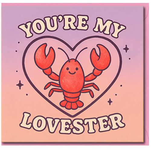 You're My Lovester Lobster Pun Love Card - Cute Romantic Anniversary or Valentine's Day Card for Partner, Boyfriend, Girlfriend, Husband or Wife