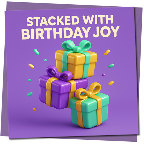 Stacked, 145mm x 145mm Square, Includes Purple Envelope