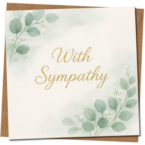 Condolence/Thinking of You With Sympathy Card, 145mm x 145mm Square, Includes Kraft Envelope