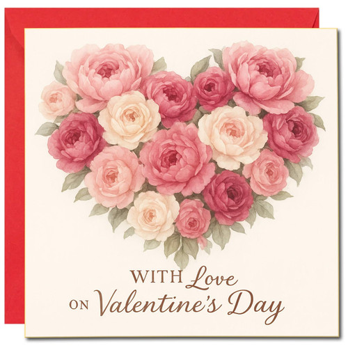 Valentine's Day Card -, 145mm x 145mm Square, Includes Red Envelope