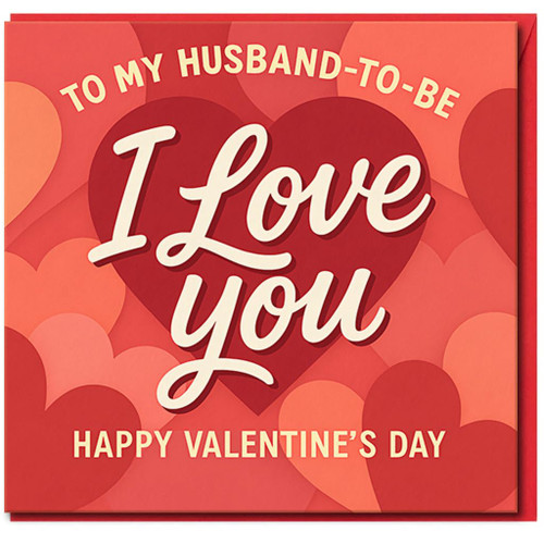 Husband-to-Be Valentine's Day Greeting Card - I Love You - Romantic Hearts Design - For Fiancé - Heartfelt Love Card