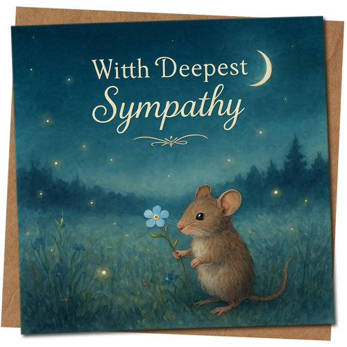 Cute With Sympathy Card Mouse Design145mm x 145mm Square, Includes Kraft Envelope