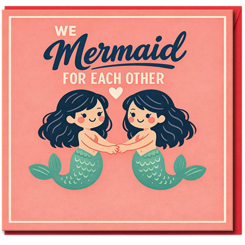 We Mermaid For Each Other Card - Cute Mermaid Pun Love/Anniversary Card for Partner - Romantic Valentine’s Day - Sweet Couple