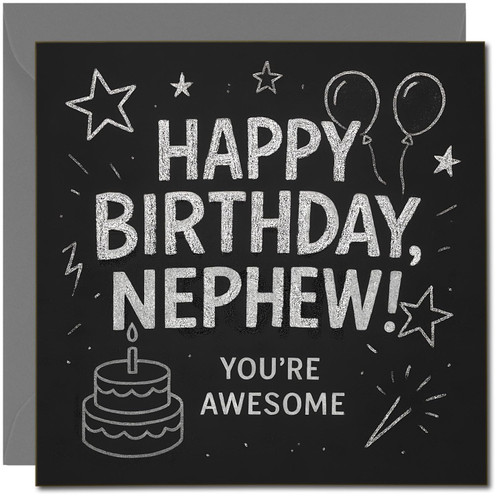 Nephew Birthday Card, Happy Birthday Nephew You're Awesome Chalk Style Card