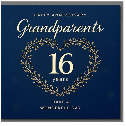 Grandparents 16th Anniversary Card, Happy Anniversary Card for Grandparents