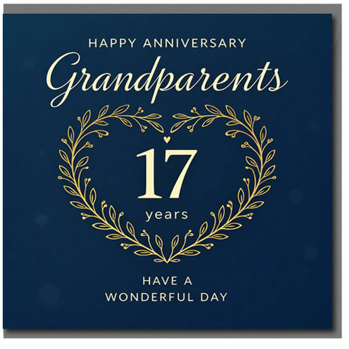 Grandparents 17th Anniversary Card, Happy Anniversary Card for Grandparents