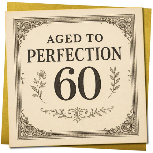60th Birthday Card, Aged to Perfection Vintage Floral Design