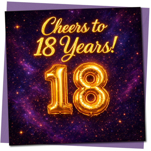 18th Birthday Card, Cheers to 18 Years Card