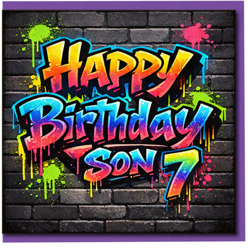 Son 7th Birthday Card, Happy Birthday Son Graffiti Card