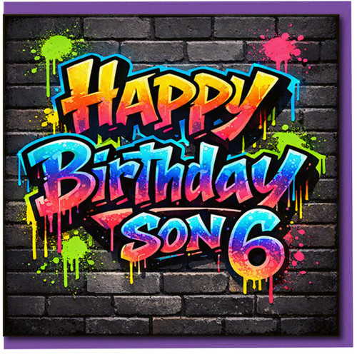 6th Birthday Card for Son, Happy Birthday Son Graffiti Card