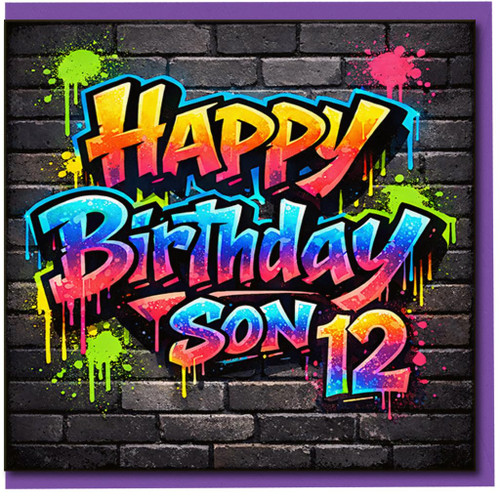 12th Birthday Card for Son, Graffiti Happy Birthday Son Card