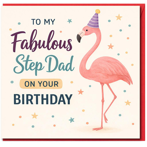 Step Dad Birthday Card, To My Fabulous Step Dad On Your Birthday Flamingo Design