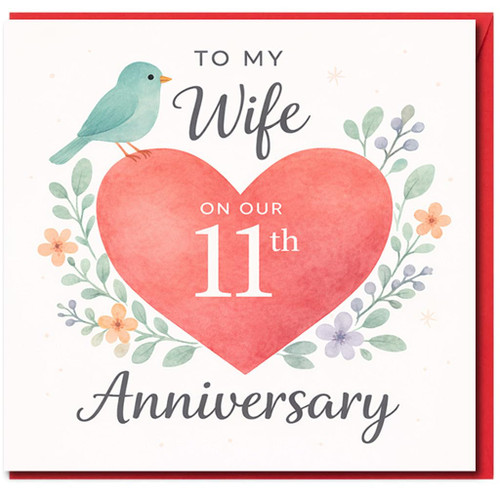 11th Anniversary Card for Wife, To My Wife Anniversary Card