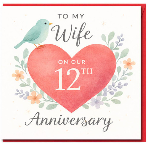 Wife 12th Anniversary Card, Romantic To My Wife Anniversary Card