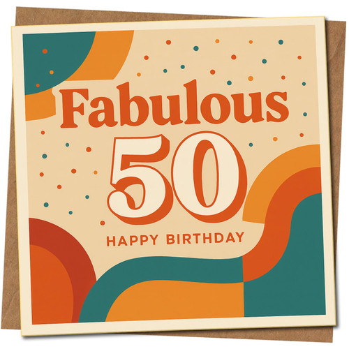 50th Birthday Card, Fabulous 50 Happy Birthday Card