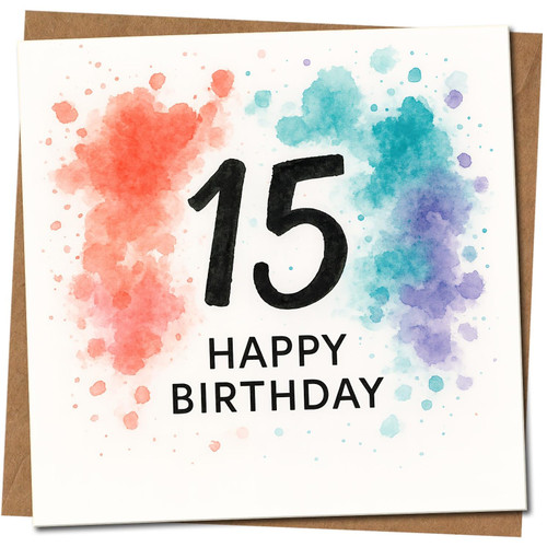 15th Birthday Card, Happy Birthday Card for 15 Year Old